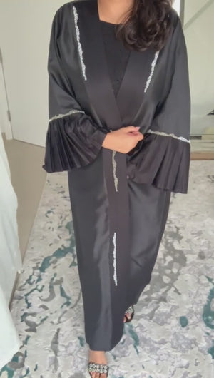 Abaya en Tafta et perle cousu main