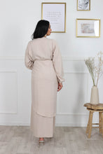 Charger l&#39;image dans la galerie, Ensemble robe longue avec tablier a nouer beige
