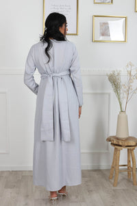 Robe longue en Lin à nouer Gris perle